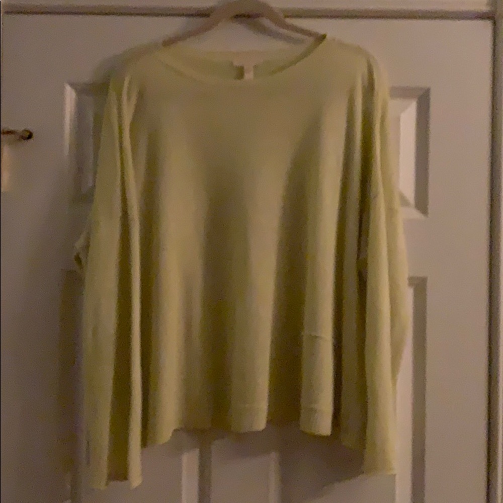 Eileen Fisher 100% linen long sleeve knit top